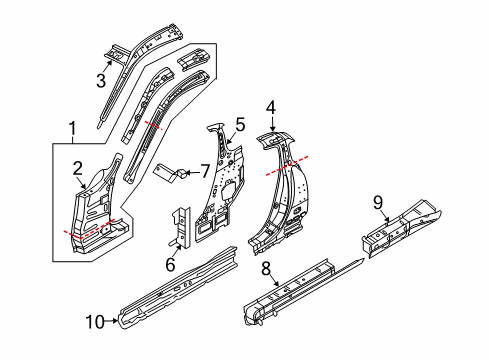 2015 Nissan 370Z Hinge Pillar, Lock Pillar, Rocker SILL Inner LH Diagram for 76451-1EA0A