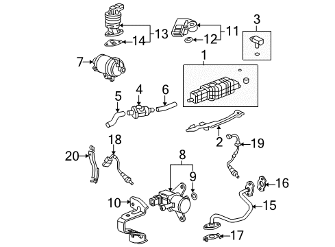 2011 Honda Fit Powertrain Control Clamp, Oxygen Sensor Diagram for 36533-RB0-G00