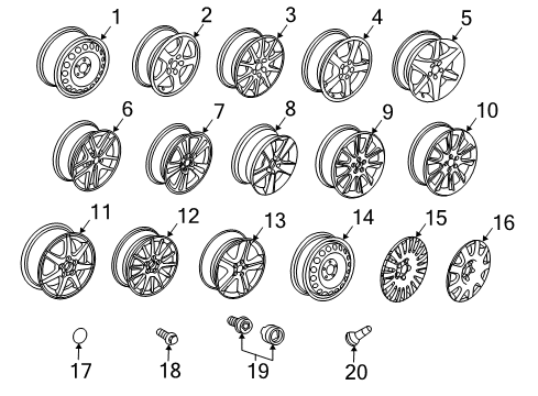 2009 Saab 9-3 Wheels Wheel Rim, 16X4 Compact Spare (Less Tire) Diagram for 13184139