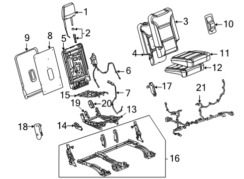 2022 Cadillac Escalade ESV Third Row Seats Seat Cushion Pad Diagram for 84678530