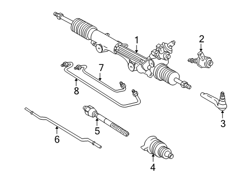 2001 Lincoln LS Steering Column & Wheel, Steering Gear & Linkage Gear Assembly Diagram for XW4Z-3504-JBRM