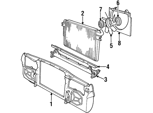 1987 BMW 735i Radiator & Components, Cooling Fan Fan Shroud Diagram for 17111177836