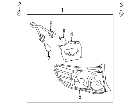 2009 Toyota Corolla Bulbs Combo Lamp Assembly Gasket Diagram for 81552-02460