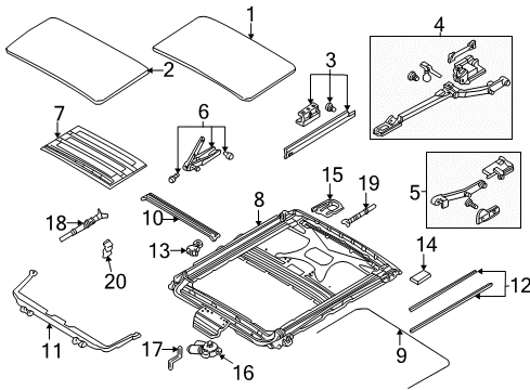 2000 BMW X5 Sunroof Circul.Sliding/Lifting Roof Cover Gasket Diagram for 54137064664