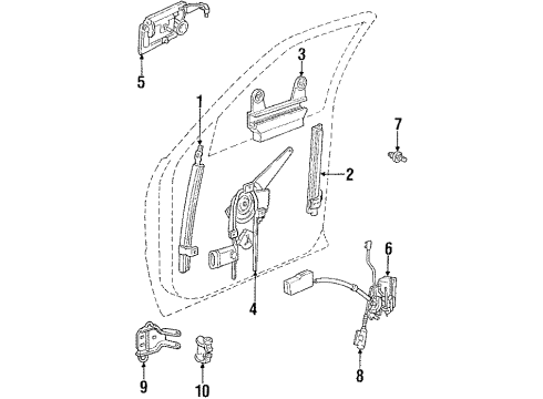 1990 Chrysler LeBaron Door - Hardware Latch Front Door Non Override Diagram for 4396246