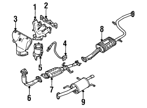 1995 Kia Sephia Exhaust Manifold Catalytic Converter Assembly Diagram for MB6DE20600B