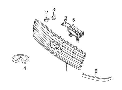 2004 Infiniti QX56 Grille & Components Nut Diagram for 01211-00561