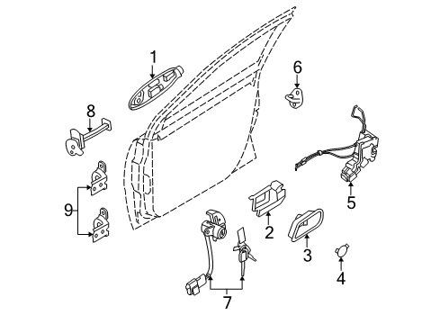 2008 Kia Rio Front Door Front Door Outside Handle Assembly, Right Diagram for 826601G050