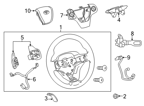 2015 Toyota Avalon Steering Column & Wheel, Steering Gear & Linkage Switch Assembly Diagram for 84250-07121