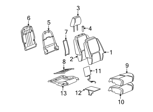 2006 Pontiac Torrent Heated Seats Pad, Passenger Seat Cushion Diagram for 89041834