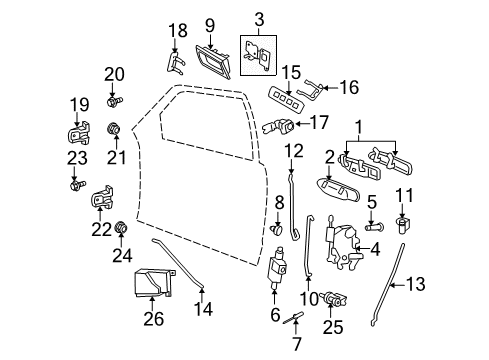 2009 Ford Crown Victoria Front Door - Lock & Hardware Handle, Outside Diagram for 6W7Z-5422405-DA