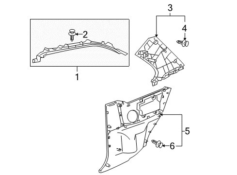 2009 Toyota Yaris Interior Trim - Quarter Panels Quarter Trim Panel Diagram for 62510-52070-B0