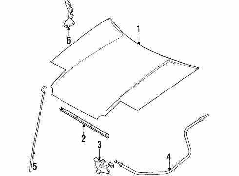 1989 Toyota Corolla Hood & Components Release Cable Diagram for 53630-12310