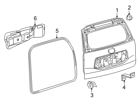 2022 Lexus GX460 Door & Components Weatherstrip, Back Door Diagram for 67881-60141