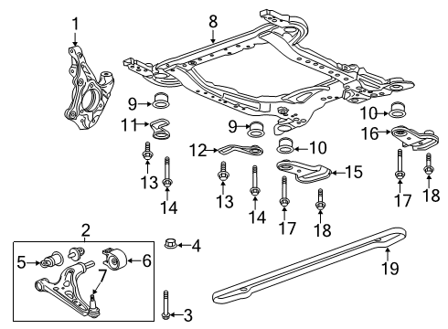 2020 Buick Envision Suspension Components, Lower Control Arm, Stabilizer Bar Knuckle Diagram for 84146138