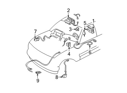 1995 Chevrolet C1500 Air Bag Components Sensor Asm-Inflator Restraint <Use 1A2R 0115A/0120A Diagram for 16228285