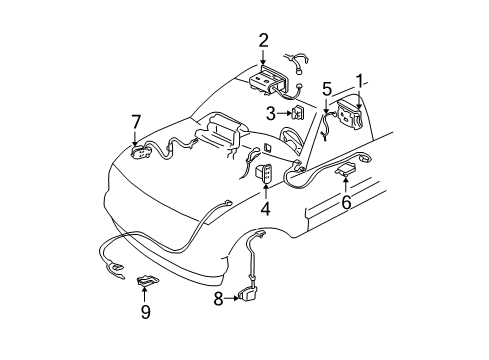 1997 Chevrolet K1500 Air Bag Components Arming Sensor Diagram for 16203545