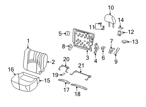 2011 Mercury Mariner Rear Seat Components Seat Belt Guide Bezel Diagram for 8L8Z-78611A70-AA