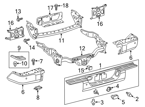 2017 Toyota Tundra Rear Bumper End Cap Diagram for 52152-0C030