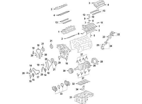 2020 Chevrolet Colorado Engine Parts, Mounts, Cylinder Head & Valves, Camshaft & Timing, Variable Valve Timing, Oil Pan, Oil Pump, Balance Shafts, Crankshaft & Bearings, Pistons, Rings & Bearings Oil Deflector Diagram for 12676958