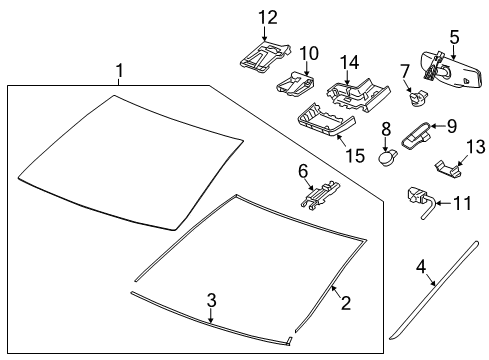 2019 Cadillac CTS Windshield Glass Bracket Diagram for 23211192