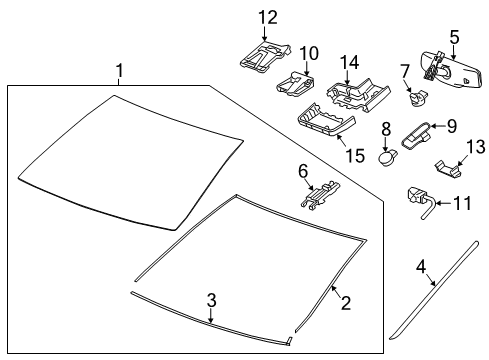 2017 Cadillac CTS Windshield Glass Side Molding Diagram for 23179297