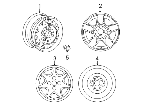 2000 Hyundai Sonata Wheels Aluminium Wheel Assembly Diagram for 52910-38801