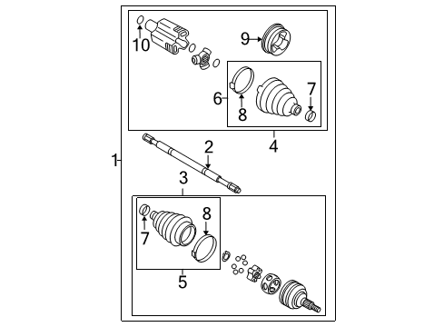 2010 Buick Lucerne Drive Axles - Front Joint Kit, Front Wheel Drive Shaft Tri-Pot Diagram for 26073376