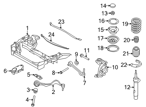 2012 BMW 135i Front Suspension, Lower Control Arm, Stabilizer Bar, Suspension Components Upper Spring Plate Diagram for 31336764093