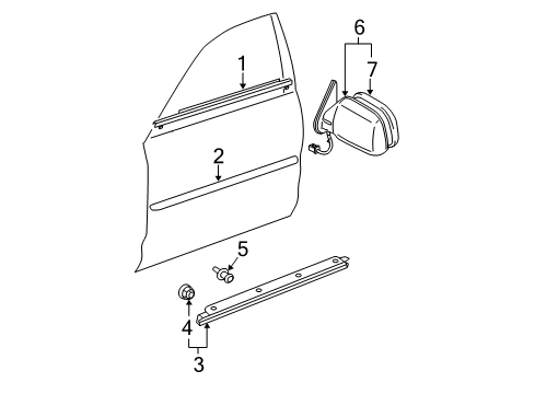 2004 Toyota Avalon Outside Mirrors, Exterior Trim Mirror Glass Diagram for 87961-AC040