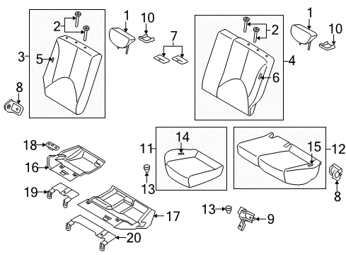 2007 Kia Rio5 Rear Seat Cover-Rear Back, Center Shade Band Diagram for 893811G360XI
