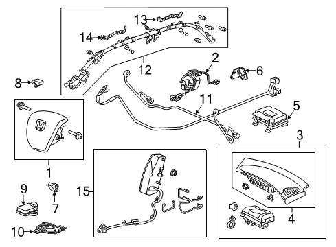 2012 Honda Accord Air Bag Components Module Assembly, Driver Side Diagram for 78055-TE0-A40