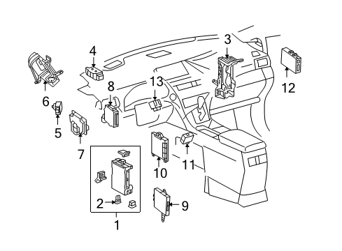 2014 Lexus RX350 Electrical Components Box, Computer Integration, RH Diagram for 82877-0E010