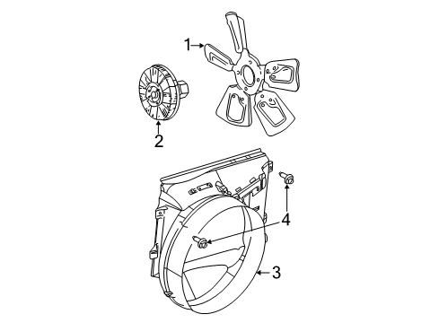 2003 Dodge Ram 3500 Cooling System, Radiator, Water Pump, Cooling Fan SHROUD-Fan Diagram for 52028911AD