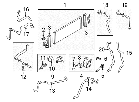 2014 Infiniti Q70 Inverter Cooling Components Sub Radiator Assembly Diagram for 21457-1MG0A