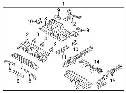 2013 Kia Rio Rear Body - Floor & Rails Panel Assembly-Rear Floor Diagram for 655111W010