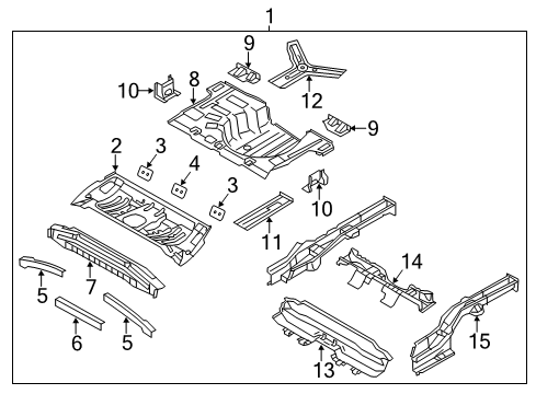 2013 Kia Rio Rear Body - Floor & Rails Reinforcement Assembly-Rear Seat S Diagram for 655351R300