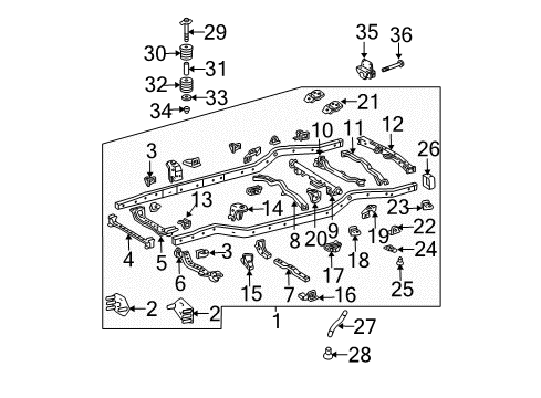 2006 Toyota 4Runner Frame & Components, Trailer Hitch Components Stiffener Mount Bracket Diagram for 5150C-60030