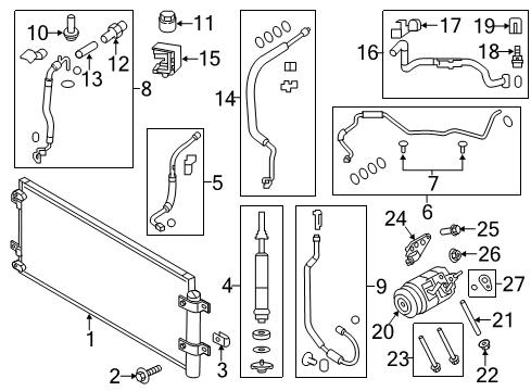 2013 Ford Edge A/C Condenser, Compressor & Lines Compressor Diagram for BT4Z-19703-A