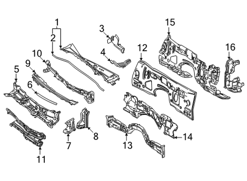 2021 Toyota Mirai Cowl Outer Reinforcement Diagram for 55702-62010
