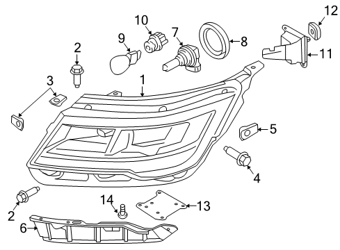 2017 Ford Police Interceptor Utility Bulbs Composite Assembly Diagram for FB5Z-13008-AE