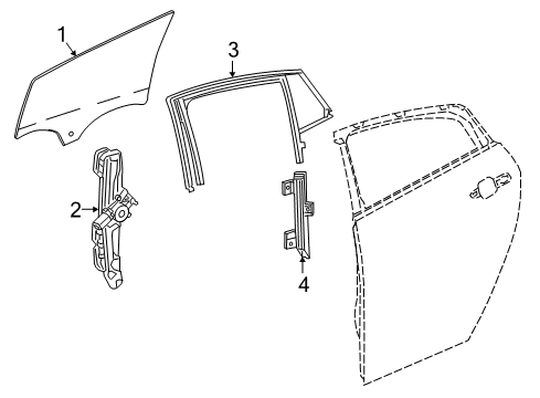 2018 Chevrolet Volt Rear Door - Glass & Hardware Guide Channel Diagram for 23344620