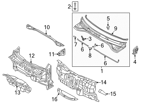 2021 Hyundai Accent Cowl Insulator-Dash Panel Diagram for 84124-J0000