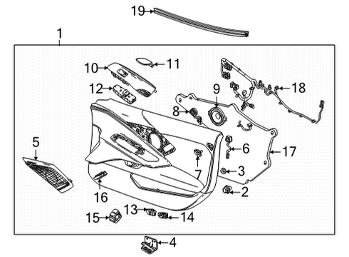 2021 Chevrolet Corvette Front Door Window Regulator Diagram for 84970840