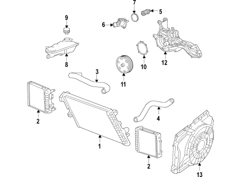 2019 Chevrolet Corvette Cooling System, Radiator, Water Pump, Cooling Fan Upper Hose Diagram for 84344452