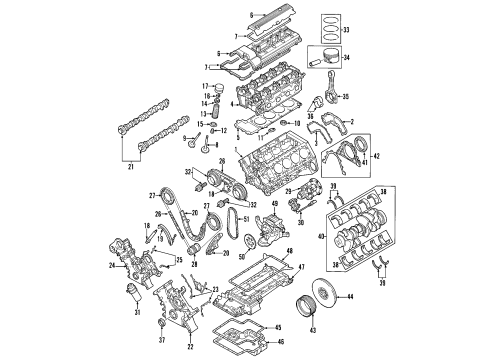 2003 BMW M5 Engine Parts, Mounts, Cylinder Head & Valves, Camshaft & Timing, Oil Pan, Oil Pump, Crankshaft & Bearings, Pistons, Rings & Bearings, Variable Valve Timing Cylinder Head Diagram for 11121407003