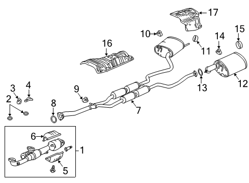 2019 Acura TLX Exhaust Components Primary Catalytic Converter Diagram for 18180-RDF-A10