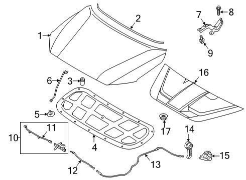 2019 Hyundai Kona Hood & Components, Exterior Trim Switch Assembly-Hood Diagram for 93880-J9000