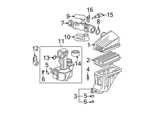 2003 Acura MDX Filters Case Set, Air Cleaner Diagram for 17245-PGK-A00