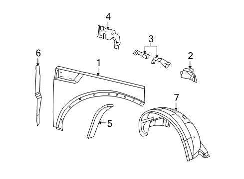 2009 Jeep Liberty Fender & Components Shield-Front Fender Diagram for 55157410AD